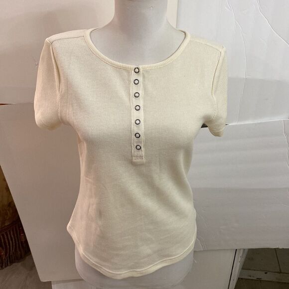 Cream waffle thermal snap no fabric content possible cotton brand new - Picture 1 of 4